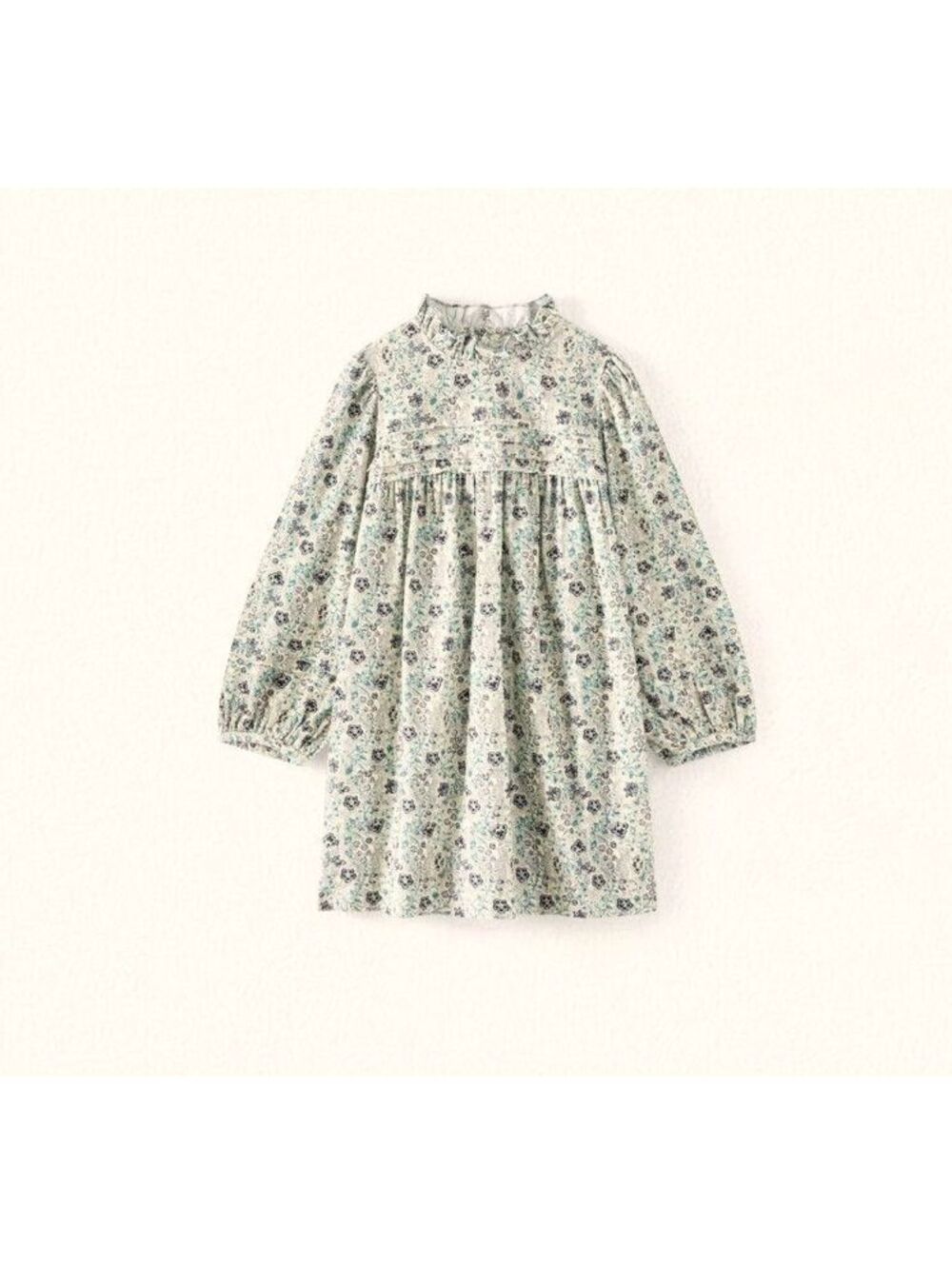 Bonpoint Girls Floral Print Corduroy Long Sleeve Dress Size 8 Cream Topaz Navy